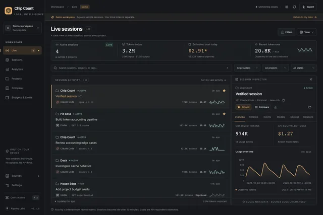 Chip Count — Your sessions, in motion