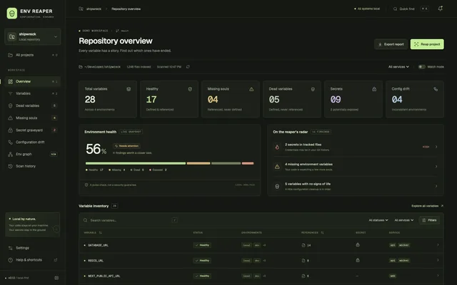 env reaper — Configuration, exhumed