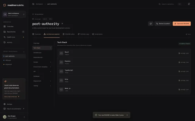 readme roulette — Evidence behind the architecture