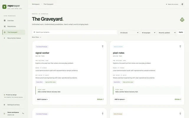 repo reaper — Not every dormant project is dead