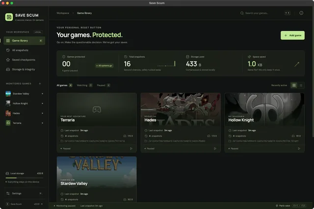 save scum — Your games, protected
