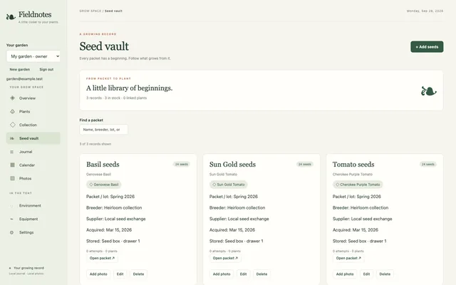seedkin — From packet to plant