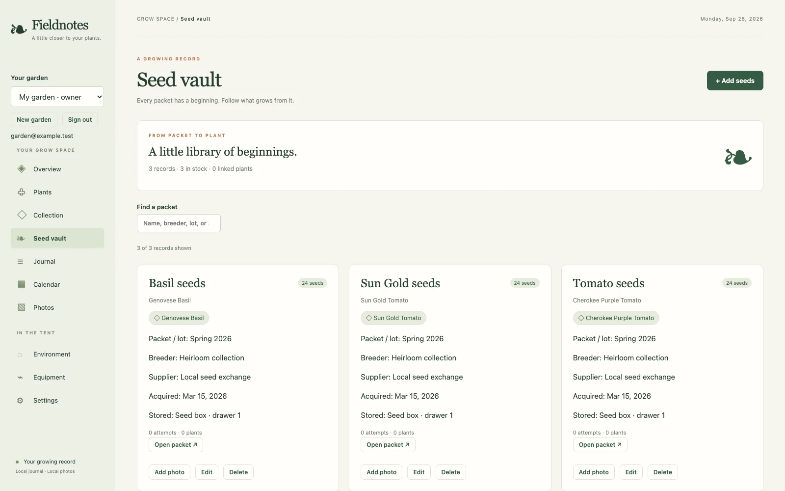 seedkin — From packet to plant
