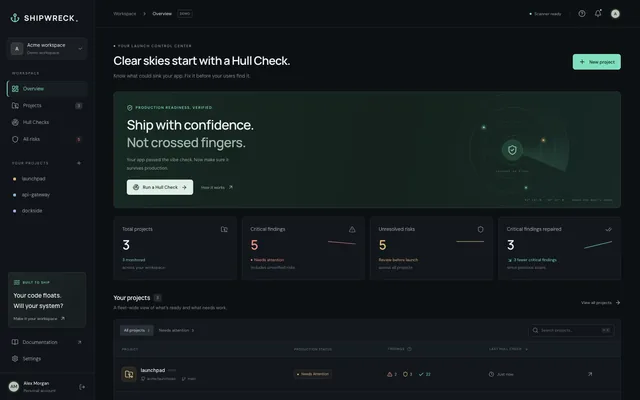 shipwreck — Your launch control center