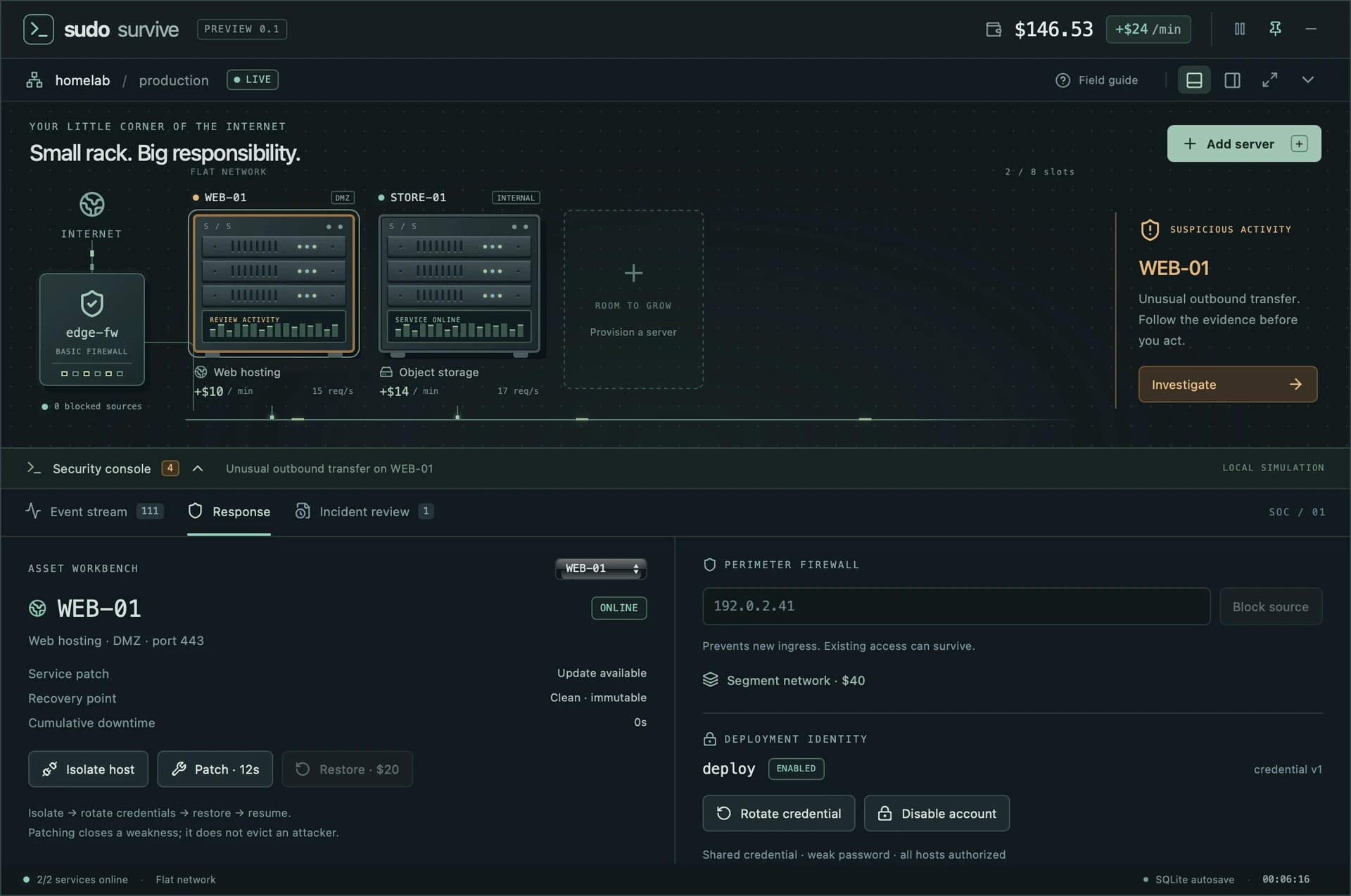 sudo survive — Match the response to the evidence